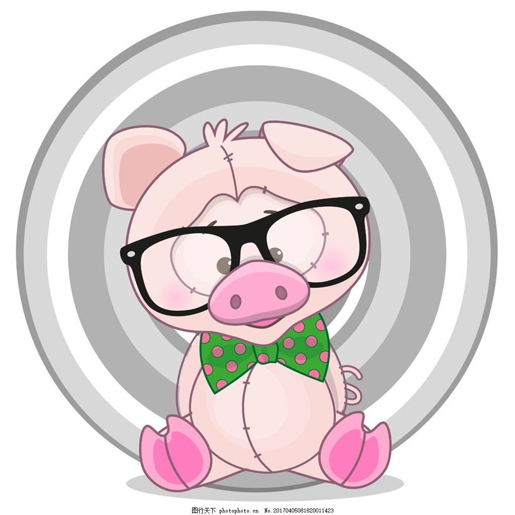 戴眼镜的卡通猪图片