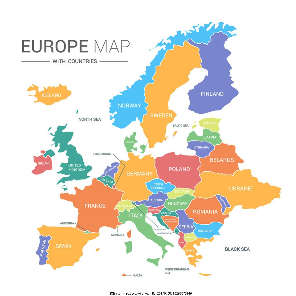 欧洲国家地图矢量素材