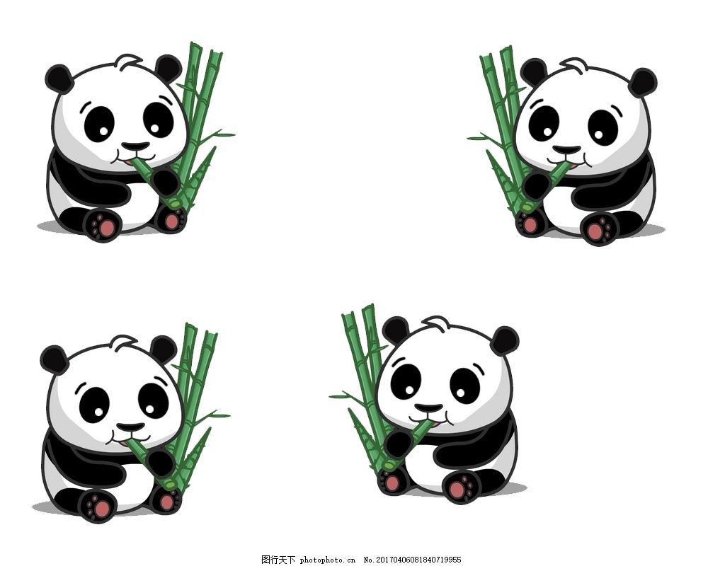 Pandas Eating Bamboo Drawing.