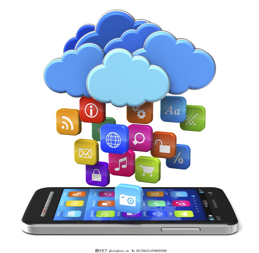 智能手机信息云端图标装饰图案创意元素素材图