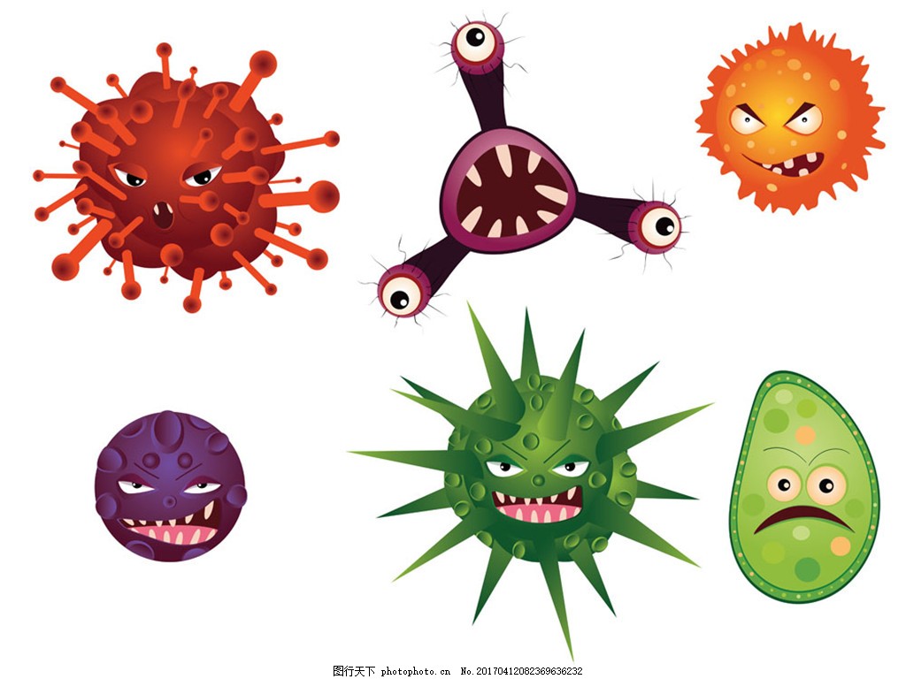 绿色卡通细菌插画图片-图行天下素材网