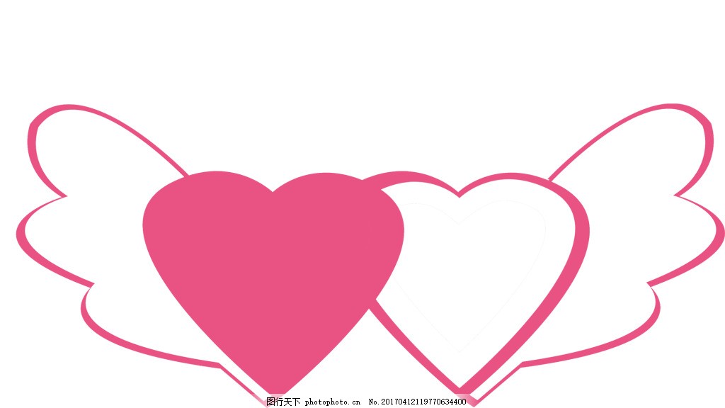带翅膀的双心装饰元素-图行天下图库