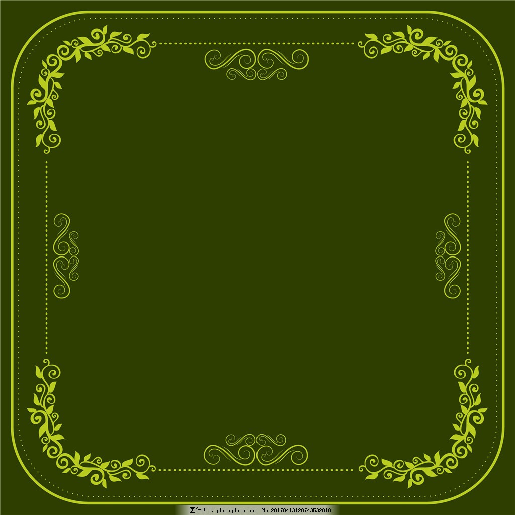 绿色花纹边框 边框 边框素材 手绘花卉 花卉花朵 矢量素材 花纹边框