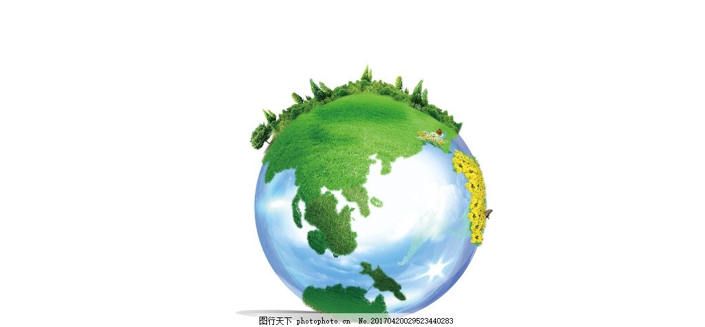 地球,地球素材 矢量地球 树木 花草 环境 小黄花