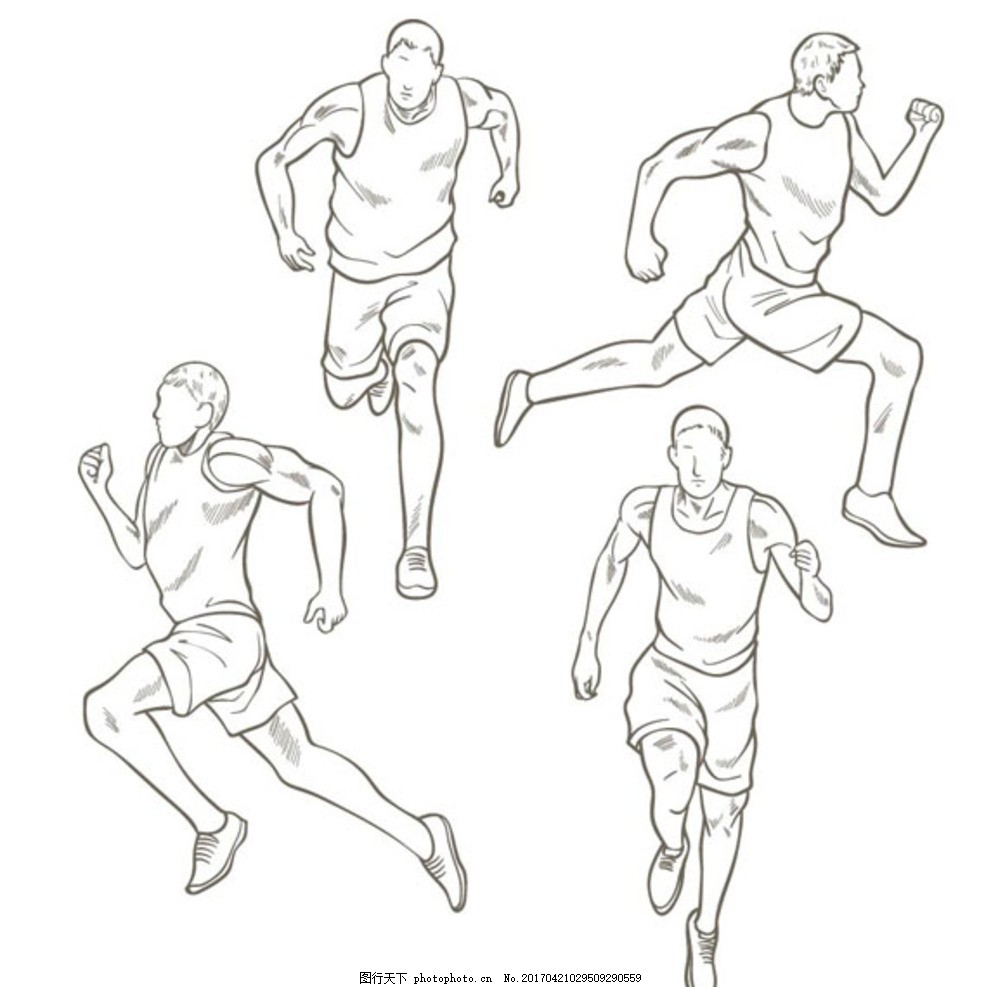 手绘男运动员跑步姿势,跑步活动 跑步活动海报