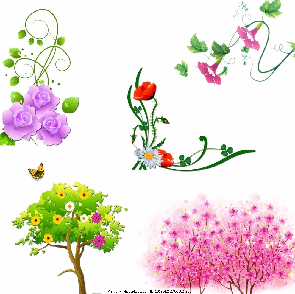 玫瑰花 牵牛花 卡通树木 卡通素材 可爱 素材 手绘素材 儿童素材 幼儿园素材 卡通 矢量 抽象设计 时尚 可爱卡通 花朵花藤 鲜花花朵 鲜花 花朵 花藤 玫瑰花藤 玫瑰花 紫色玫瑰花 树木 卡通树木 梦幻树木 唯美树木 红色花朵 牵牛花 喇叭花 花朵素材 设计 广告设计 广告设计 300DPI PSD