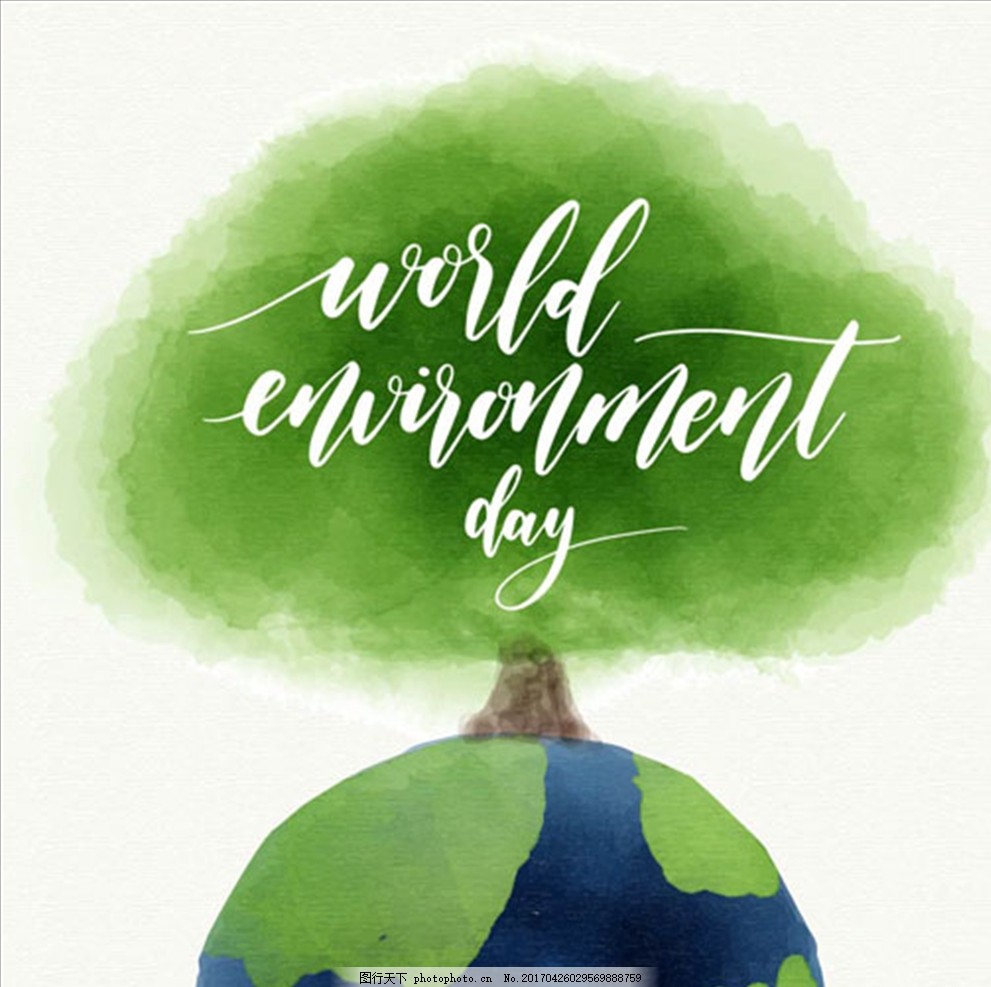 手绘水彩世界环境保护日海报