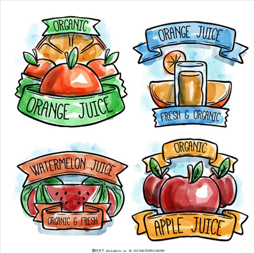一些水彩果汁标签,水果图片 水果海报 水果店 水