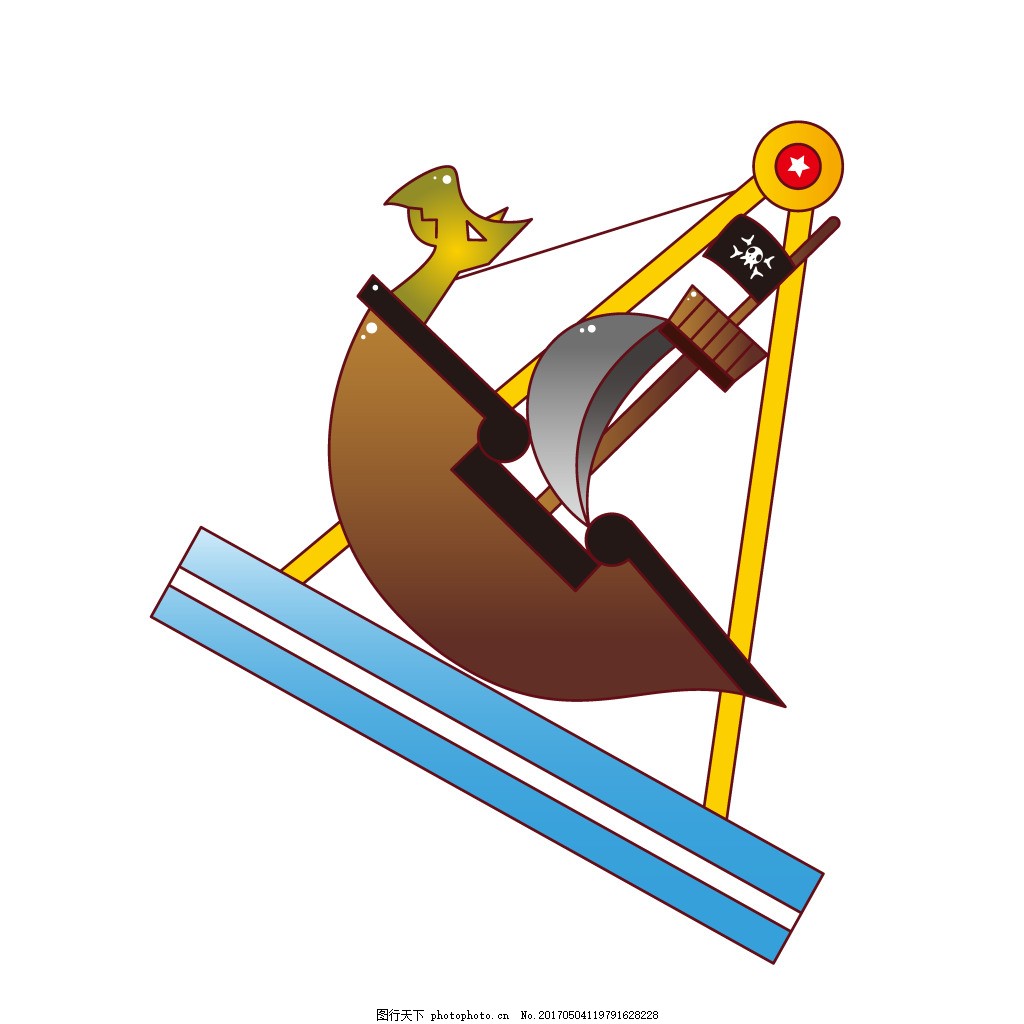 手绘摇摆船元素图片