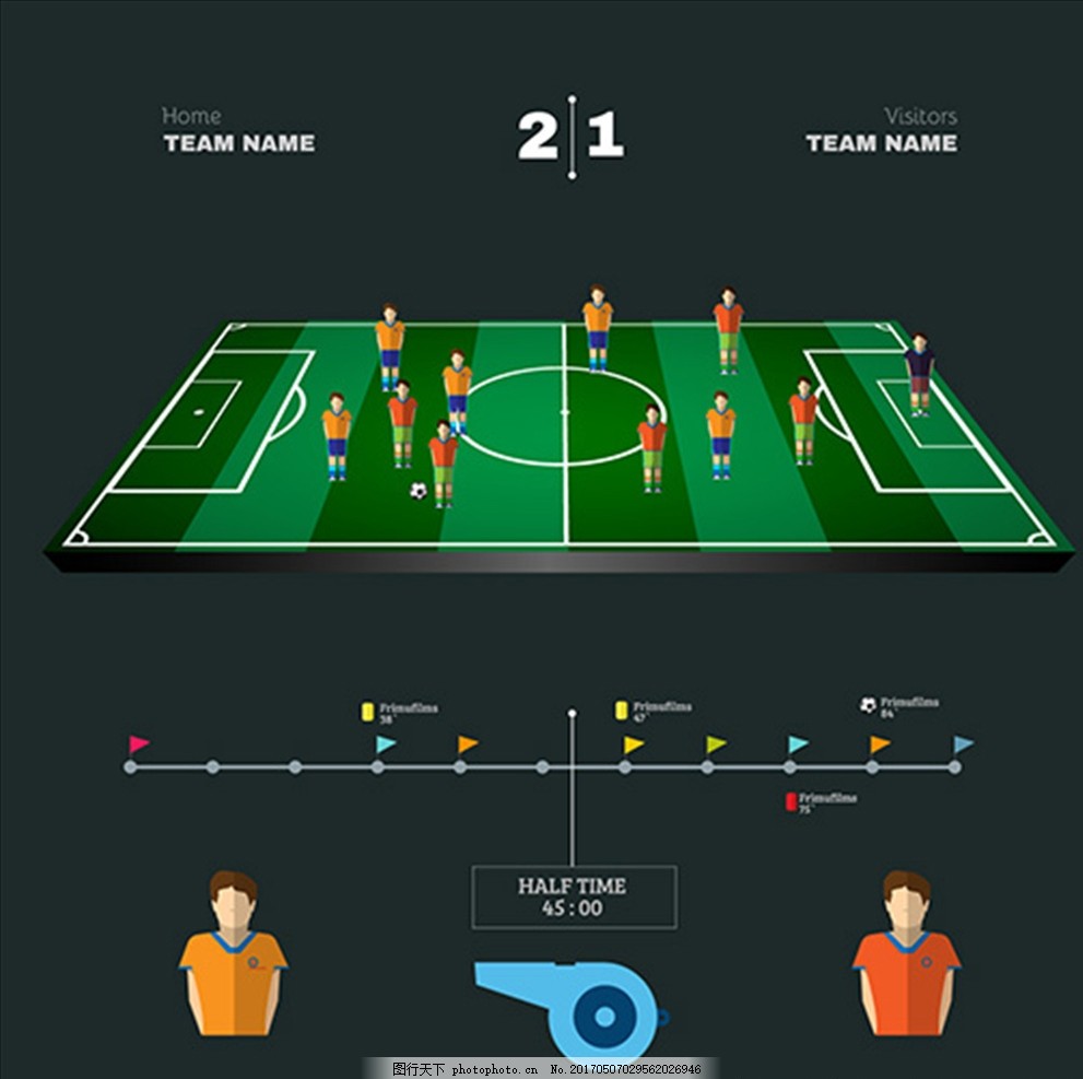 卡通足球比赛对阵信息图表,足球海报 足球训练