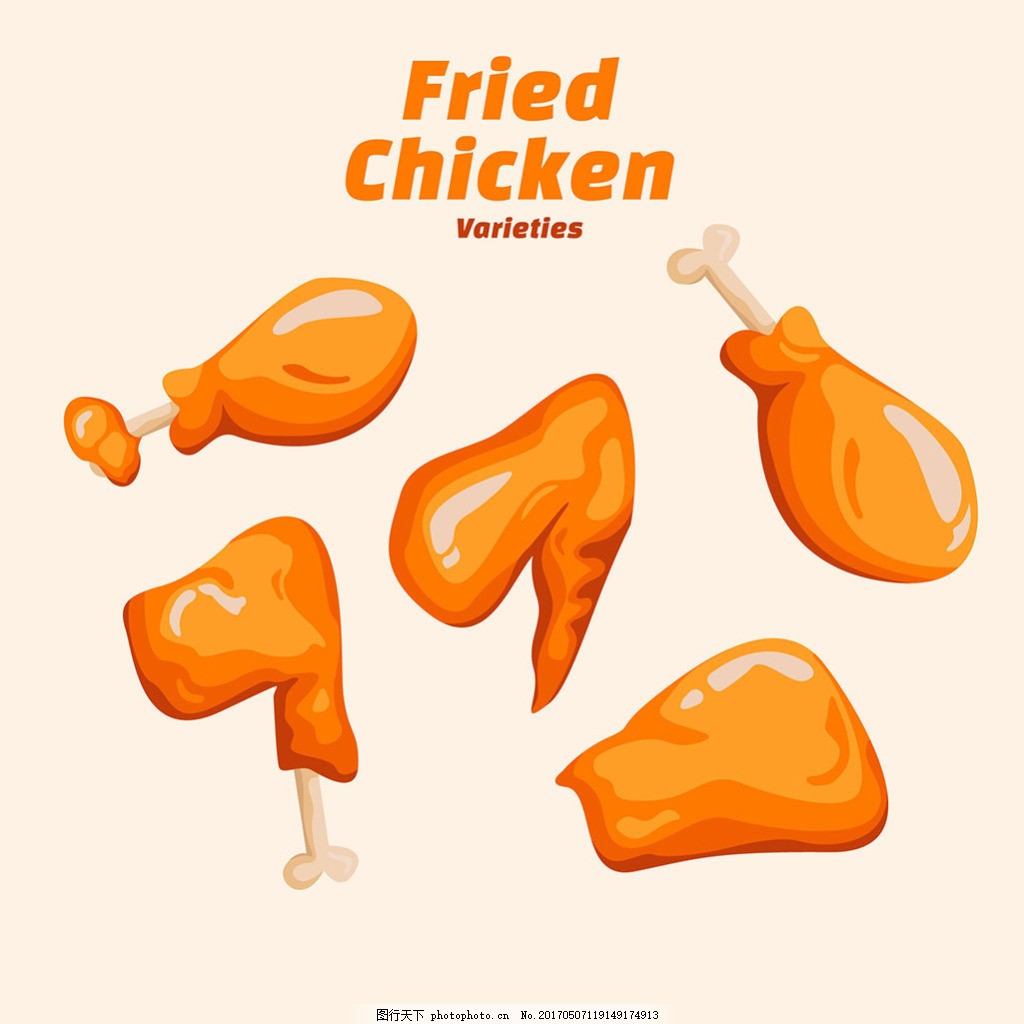 扁平风格美味炸鸡鸡腿插图