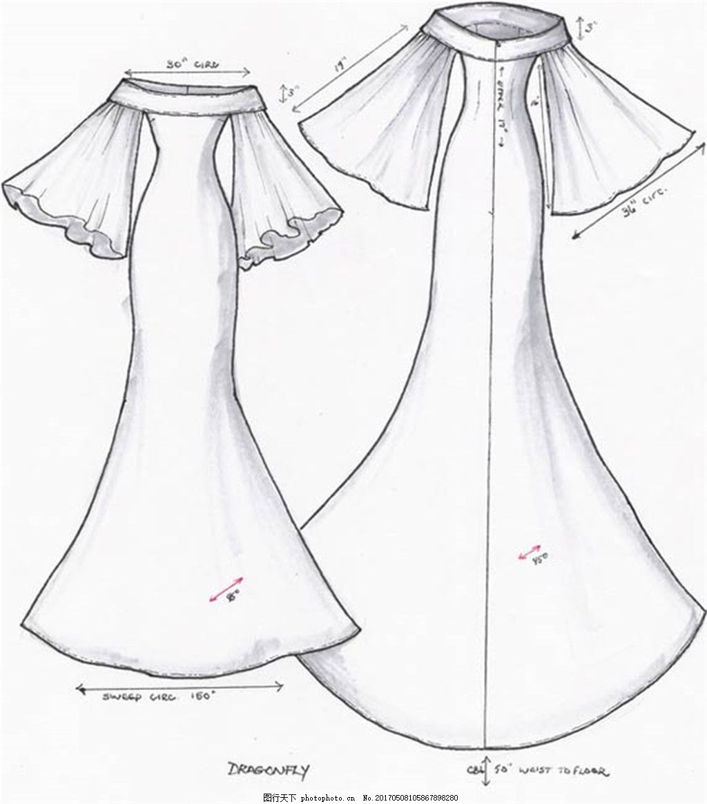 Технический эскиз свадебного платья