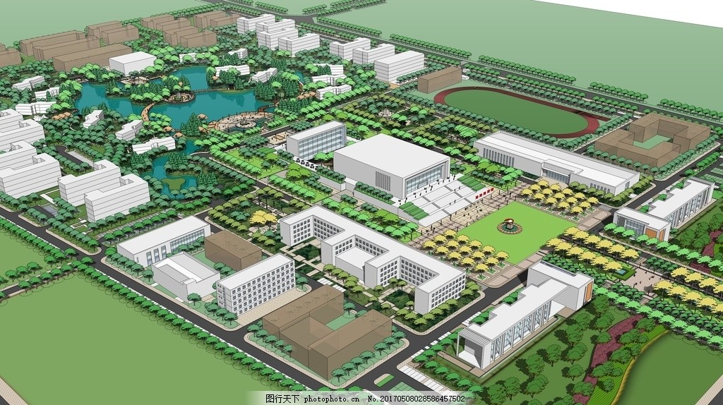 学校平面图和鸟瞰图
