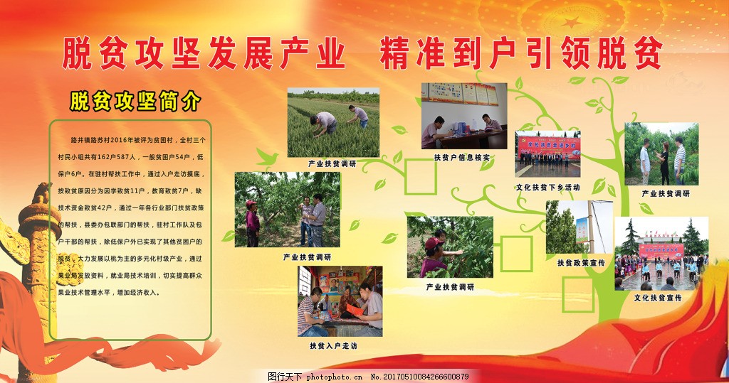 党建展板设计 脱贫攻坚展板 产业发展