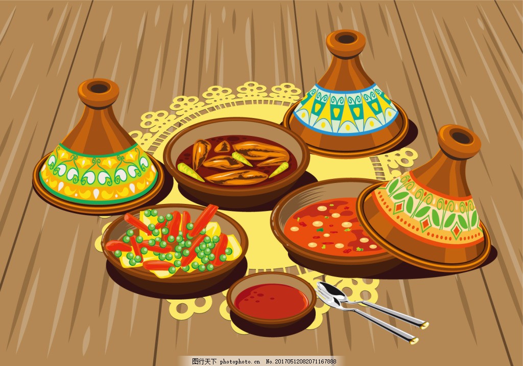 手绘矢量印度美食插画图片