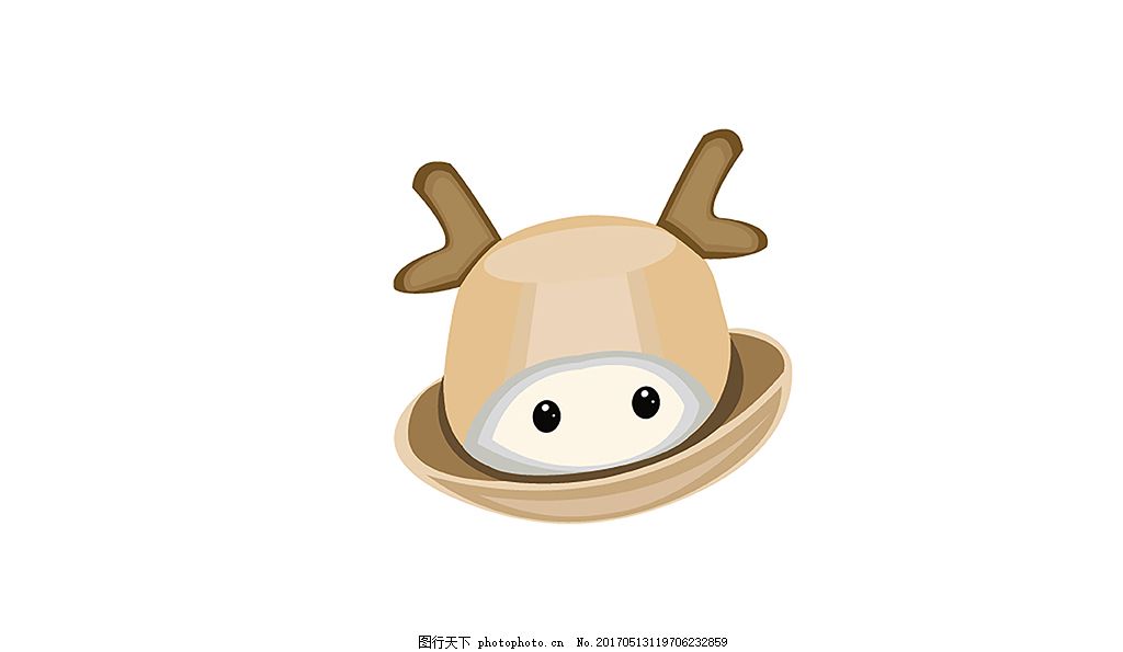 卡通可爱小鹿帽子AI矢量,服装 元素 图案-图行天