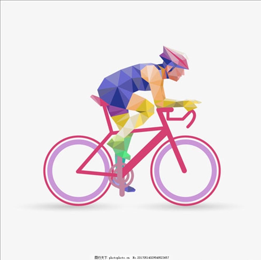 几何多边形拼接自行车运动员,自行车比赛 自行