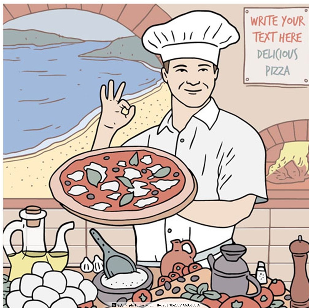 卡通手绘制作批萨的厨师,厨神 厨神驾到 厨艺大