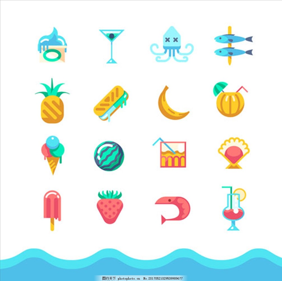 扁平化夏季元素小图标 夏天 鱼 海螺 鲨鱼 海豚 鲸鱼 珊瑚 海星 贝壳 雨林 热带植物 棕榈叶 棕榈树 水果 芒果 菠萝 椰子 西瓜 海滩 荷花 蜂鸟 海洋 沙堡 墨镜 沙滩椅 比基尼 沙滩裤 海浪 冰块 莲花 拖鞋 海报 X展架 促销 打折 广告 横幅 三折页 啤酒 饮料 冰淇淋 吊旗 暑假 暑期 冰棍 大酬宾 酷爽 夏季风情矢量素材 设计 广告设计 广告设计 AI