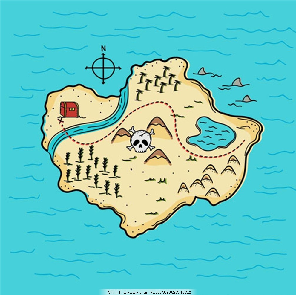 卡通海盗宝藏地形图
