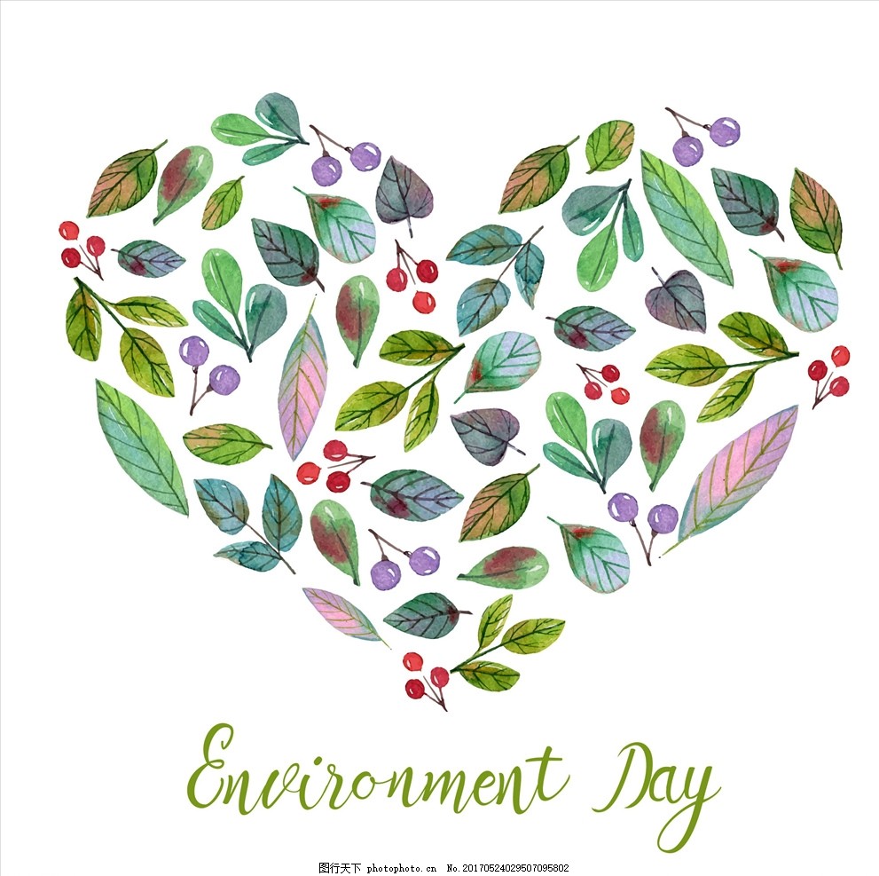 树叶爱心,清洁卫生 绿色城市 保护空气 爱护环境 保护环境画面-图行天下图库