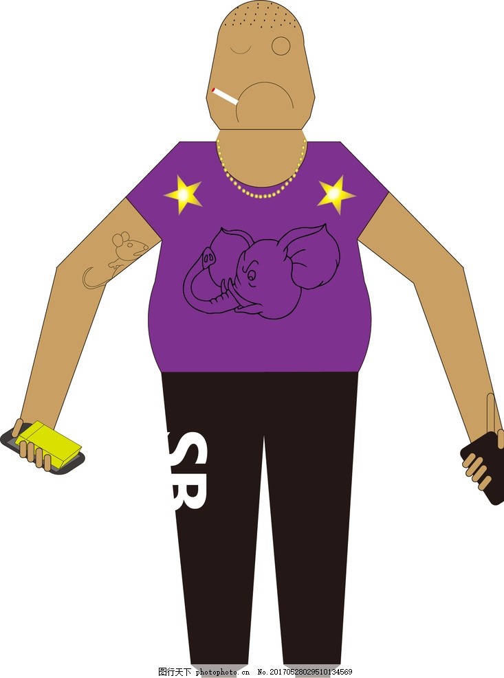 牛人,潮服 金链子 流氓 地痞 男人 卡通男人-图行