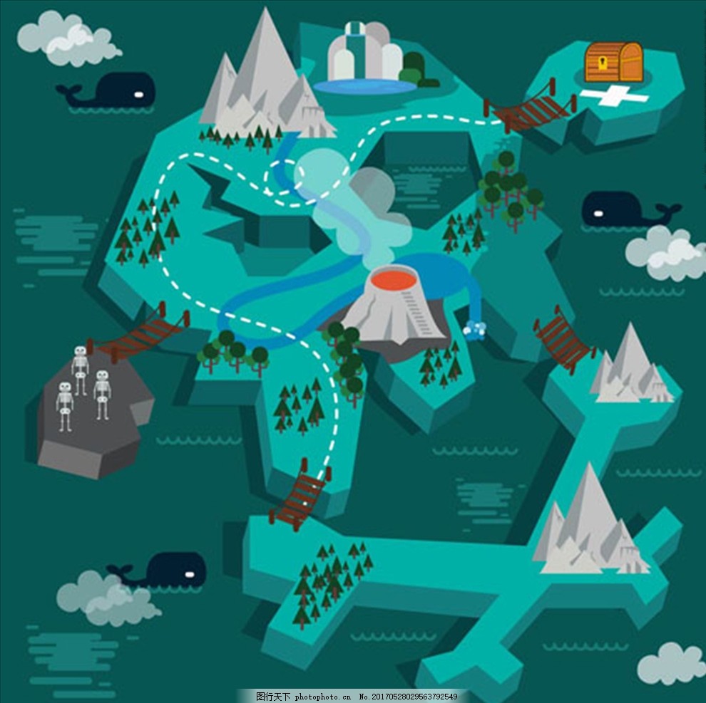 海岛的海盗宝藏地形图图片