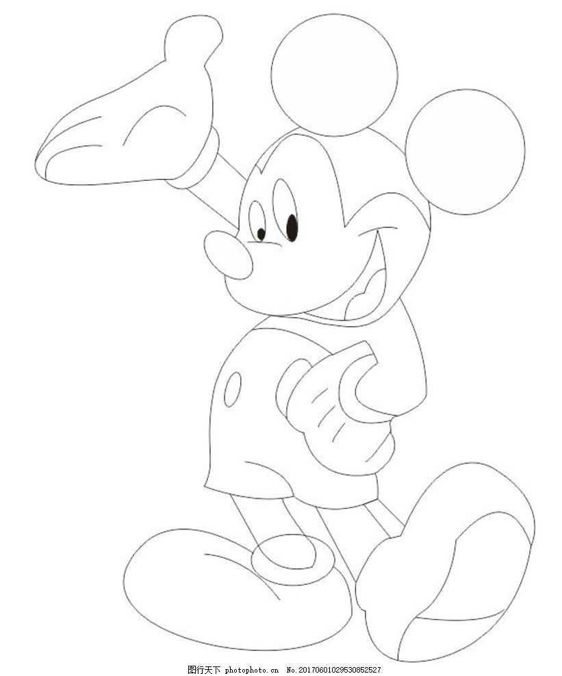 米老鼠 迪士尼 动漫 手绘 黑白