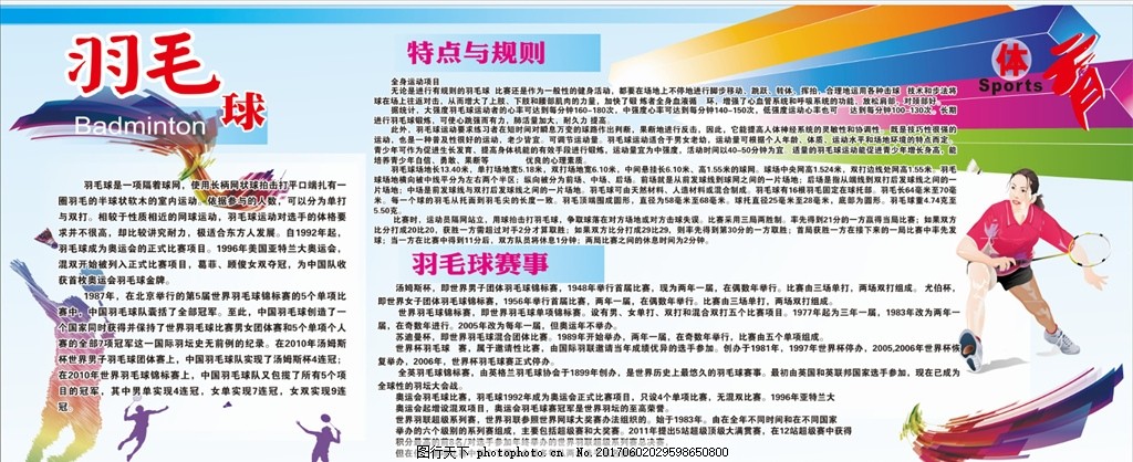 羽毛球简介,羽毛球规则 羽毛球比赛 运动宣传栏