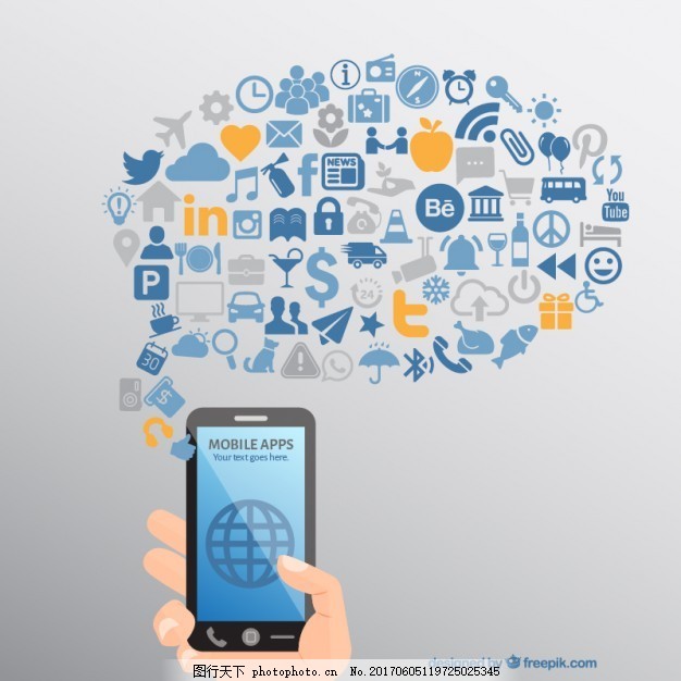 手机应用图标,技术 电话 社交媒体 移动 网络 社