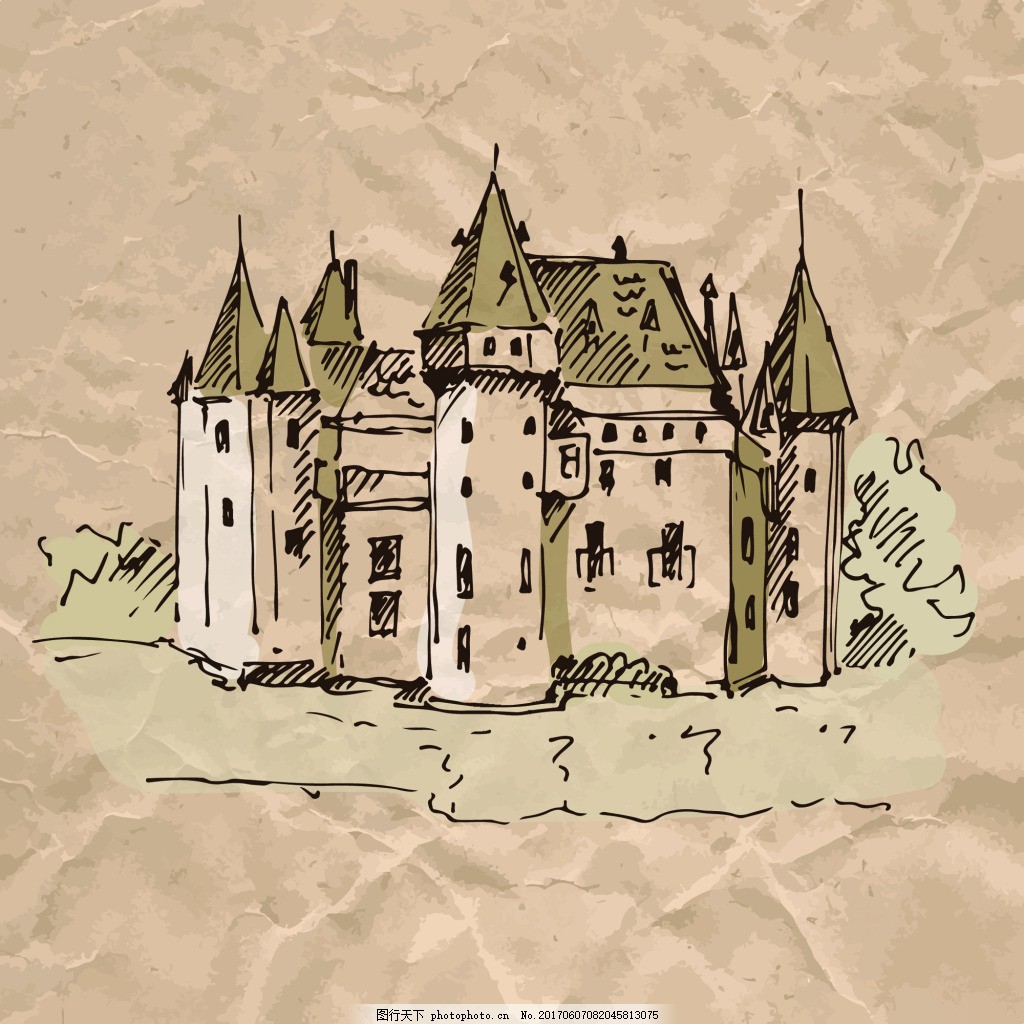 Замок рисунок на крафтовой бумаге
