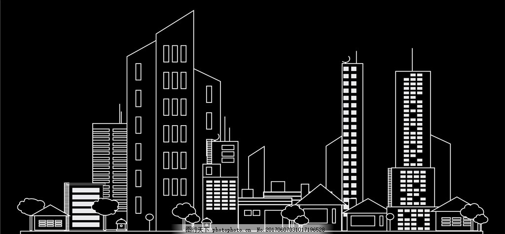 建筑卡通 卡通建筑 房地产 名胜建筑 河边城市 滨水城市 线条城市