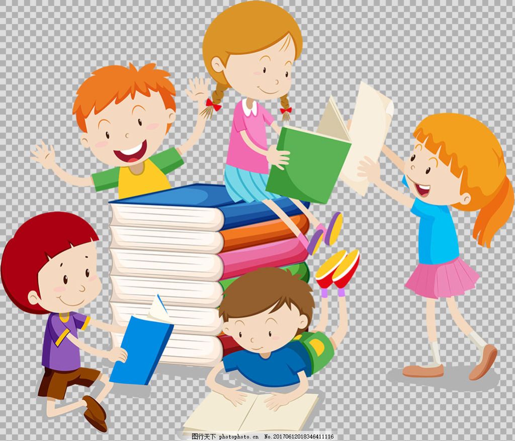 卡通看书的小孩图片素材免费下载 - 觅知网