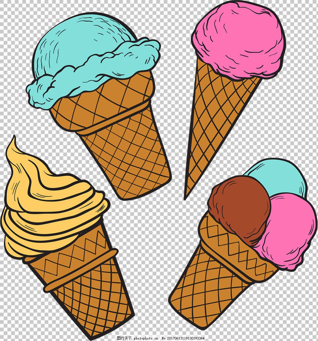Нарисовать мороженое в рожке