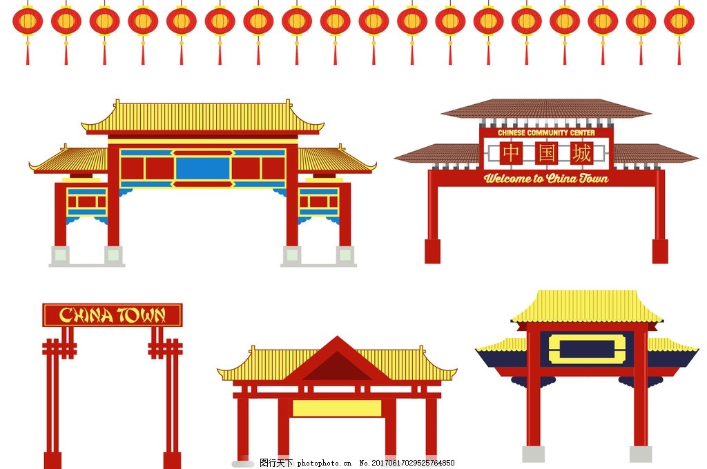 唐人街,中国元素 中国建筑 古代房子 古建筑 古建筑元素-图行天下图库