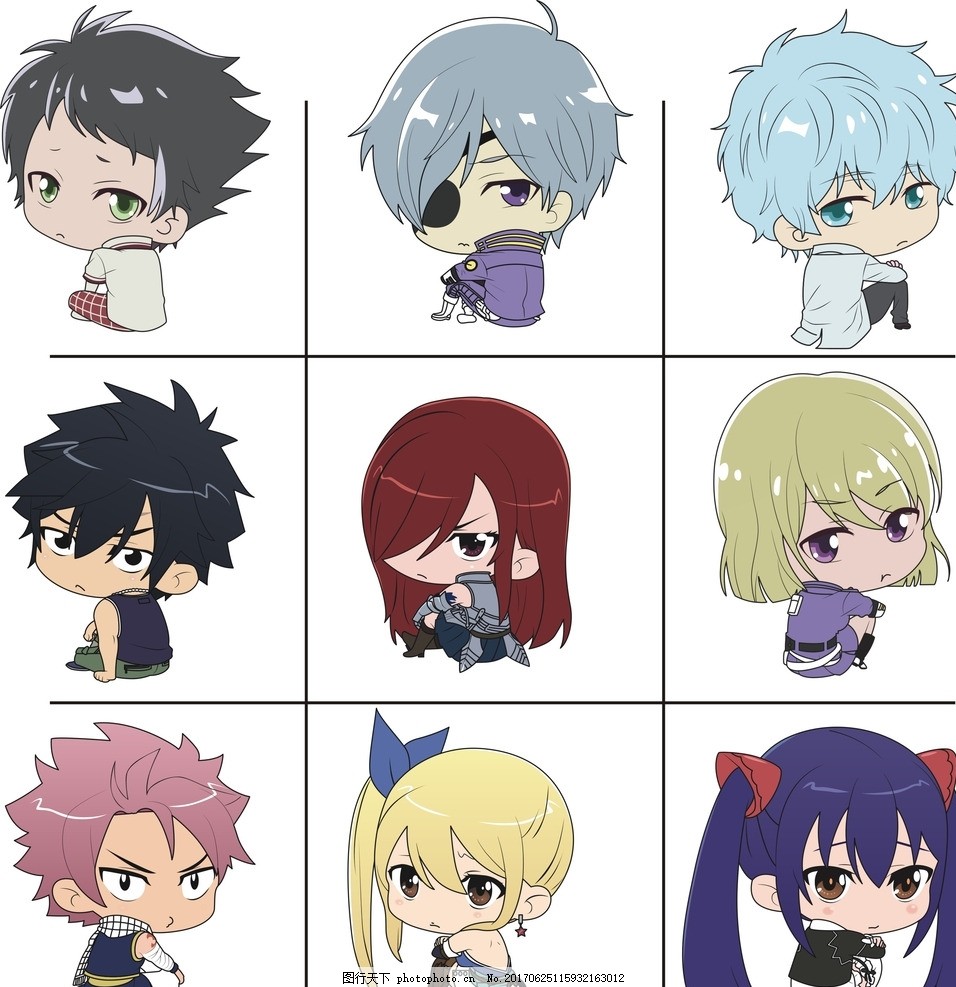 q版 卡通人物 帅气人物 矢量素材 动漫 妖尾q版人物 卡通插图 q版头像