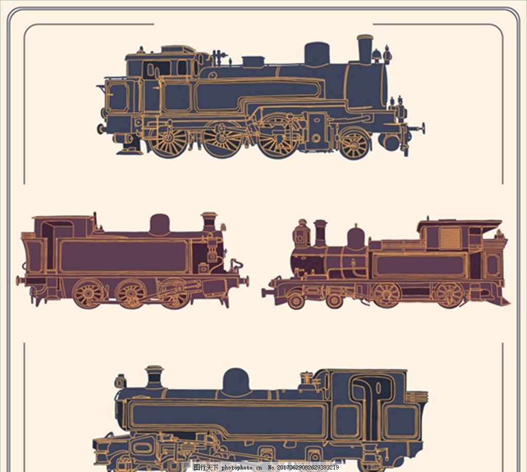 手绘老火车集合