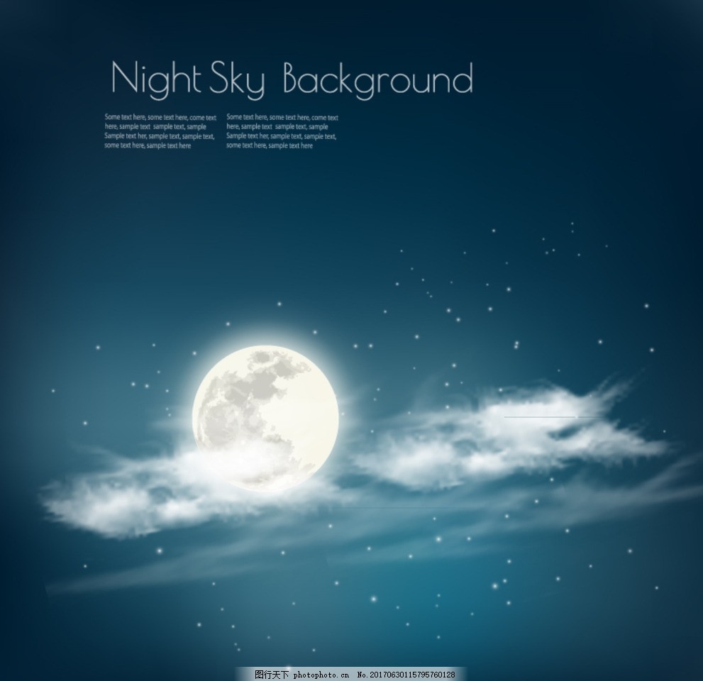月亮和星空 云层间 星空 星星 天空 月亮 云 风景 夜晚 矢量 eps格式图片