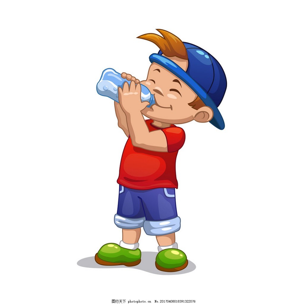 卡通喝水的运动人物图片素材免费下载 - 觅知网