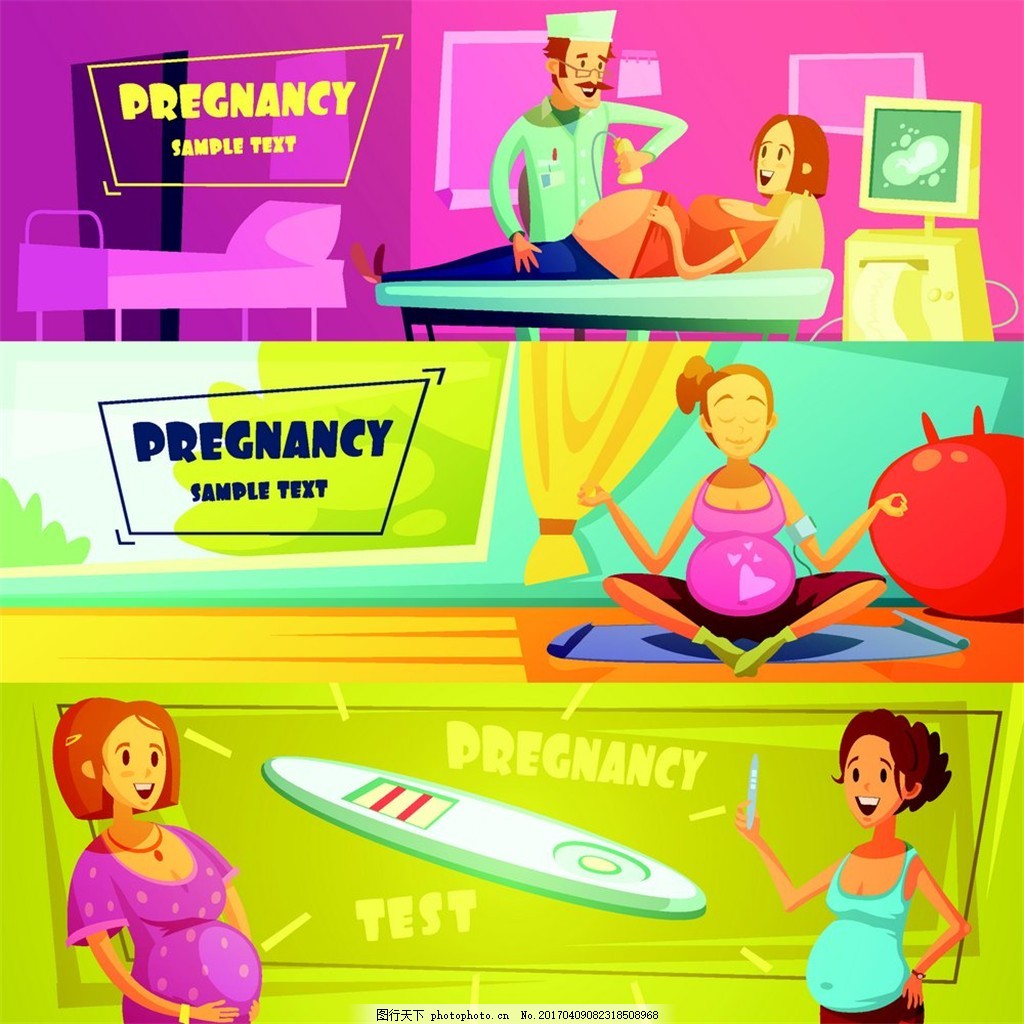 矢量图素材卡通孕妇人物平面广告素材免费下载(图片编号:5209275)-六图网