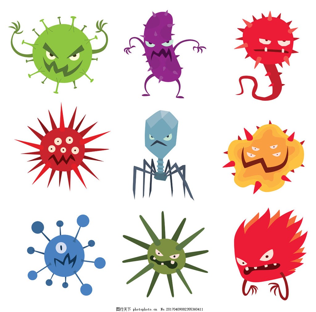 Microbes Clipart Transparent Background, Hand Drawn Cartoon Bacteria Virus Microbe Image ...