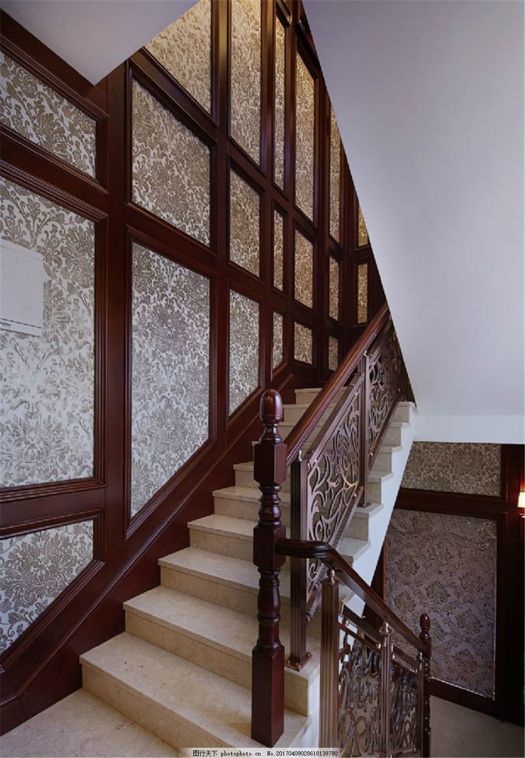 美式豪华客厅楼梯设计图图片_家居设计_环境设计-图行天下素材网