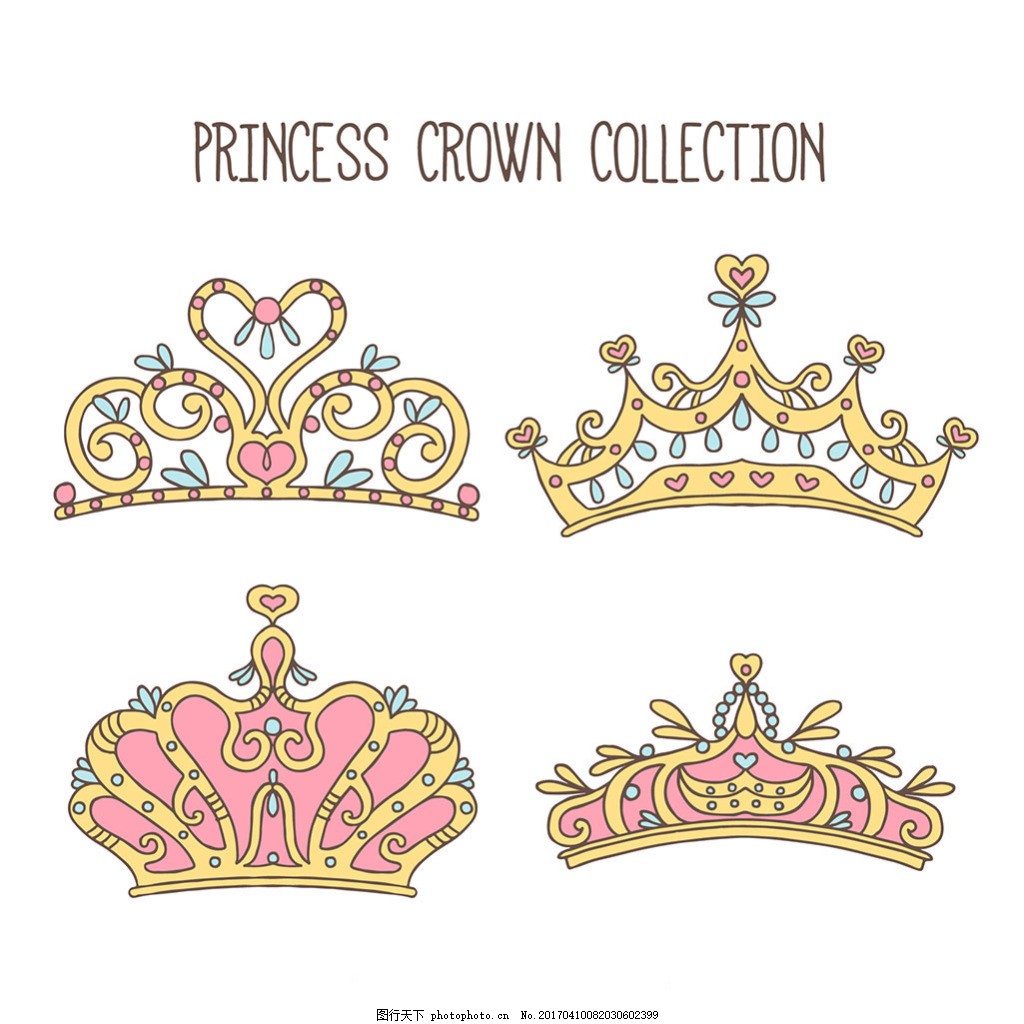 迪士尼公主手绘 当公主们带上皇冠头像图片_配图网