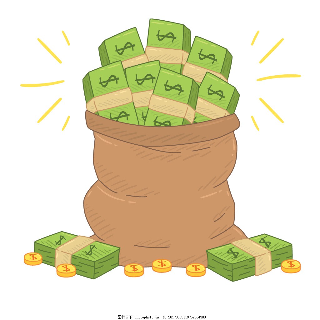 Financial Full Bag Illustration, Financial Bag, Bag With Money, Cartoon ...