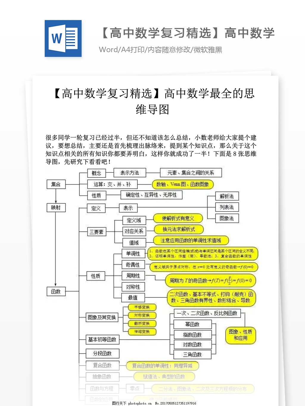高中数学复习精选高中数学最全的图片_其他_WORD模板-图行天下素材网