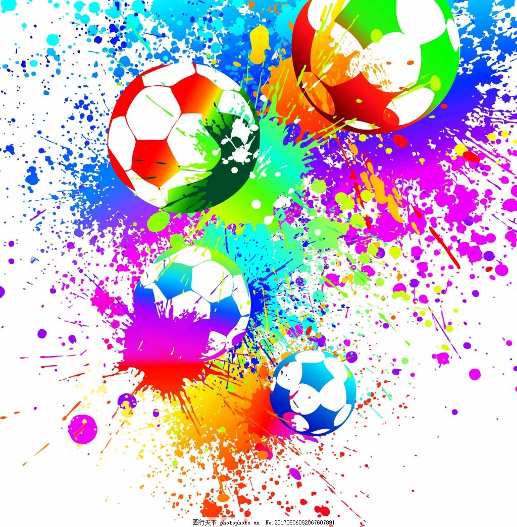 手绘彩色足球元素图片素材-编号26465918-图行天下