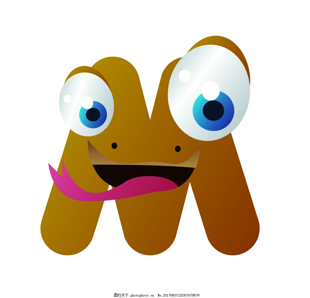 矢量卡通字母M,卡通人物矢量素材模板下载,卡通,动物,字母,眼睛,矢量,卡通字母,矢量字母,EPS