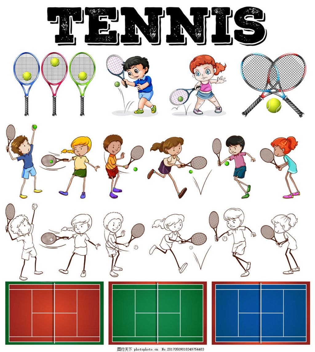 卡通打网球图片素材免费下载 - 觅知网