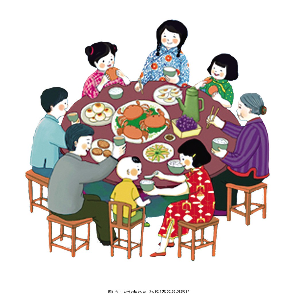 家宴聚餐团圆一家人手绘插画|插画|商业插画|我们都是素人 - 原创作品 - 站酷 (ZCOOL)