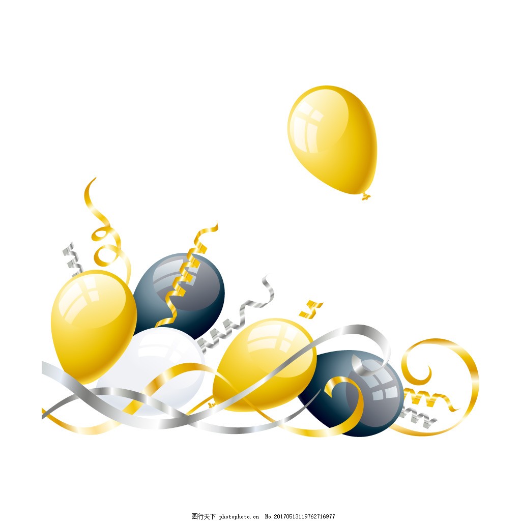 生日快乐气球和彩带插画图片素材_ID:415289867-Veer图库